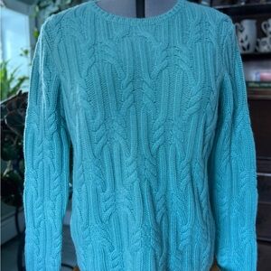 Charter Club Women's Cable Knit Cashmere Sweater - Aqua